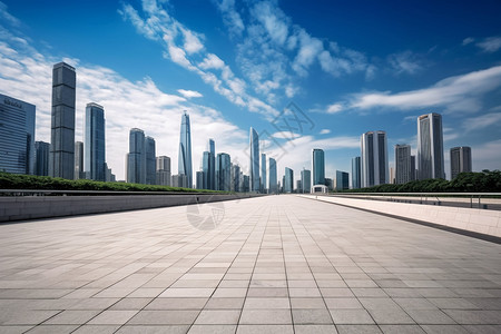 蓝天地面市中心的建筑景观背景