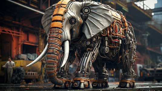 3只动物机械合成的大象3.设计图片