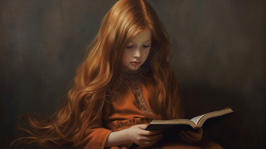 小女孩读书背景图片