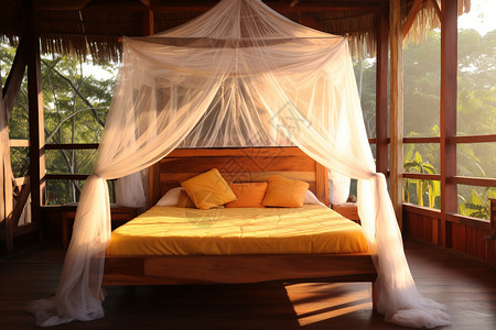 蚊帐素材平房的卧室背景
