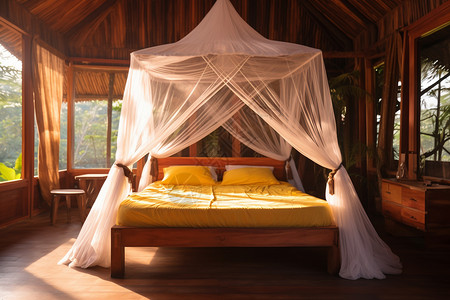 蚊帐素材带蚊帐的卧室背景