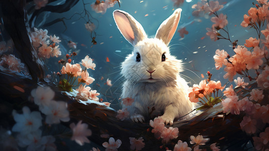 花丛里的兔子背景图片