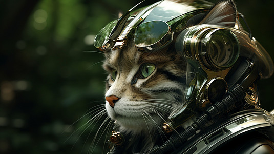 带翅膀的豆蔻带头盔的未来猫设计图片