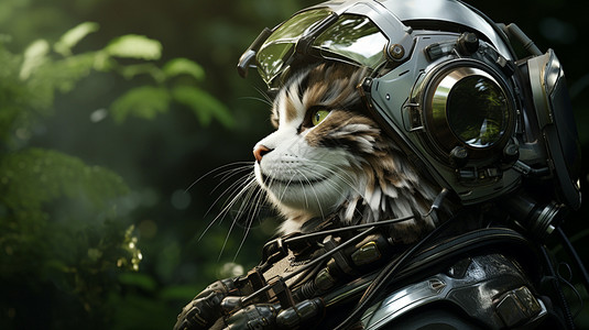 未来猫带头盔背景图片