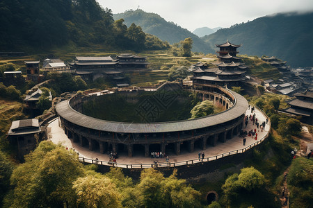 客家特色传统特色住宅背景