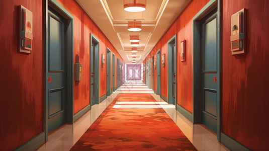 走廊地毯酒店房间走廊插画