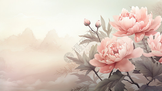 水彩牡丹花背景图片