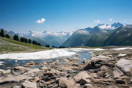 夏天的山川湖泊美景图片