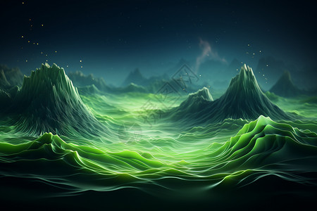 抽象的绿色波浪图片