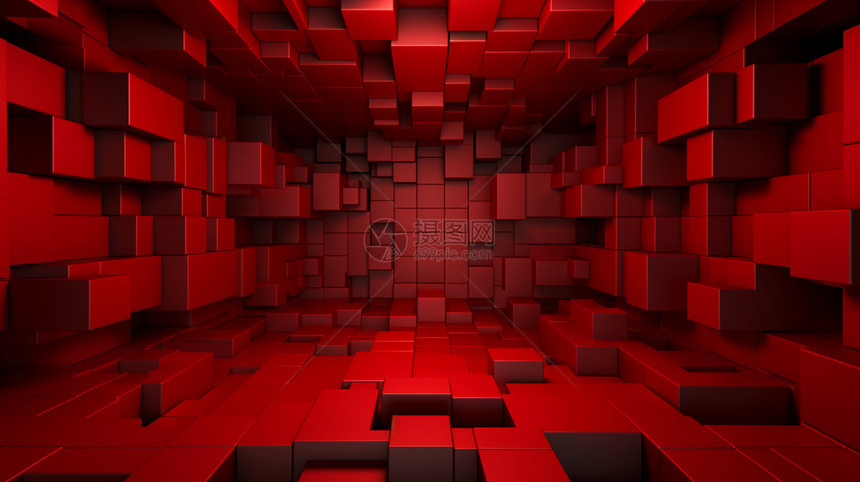 红色正方形地板图片