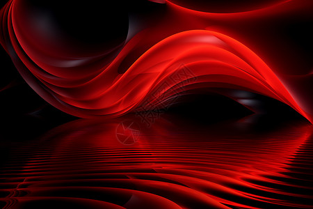 深红色的抽象弯曲线条设计图片