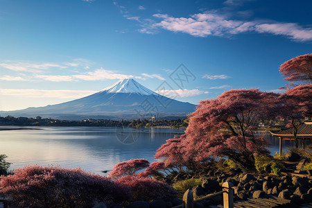 富士火山景观背景图片