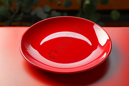 红色陶瓷盘子图片
