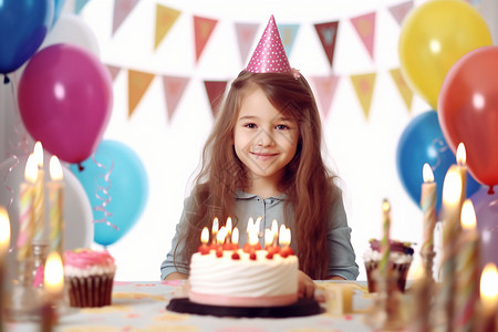 拿着气球的女孩简笔画拿着生日蛋糕的女孩背景