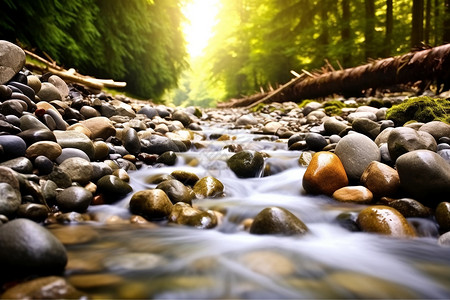 分销渠道溪流里的鹅卵石背景