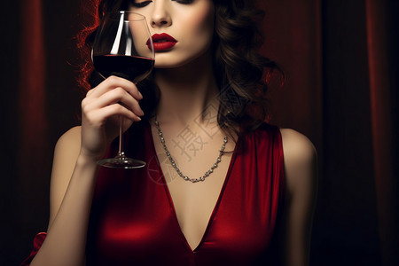 喝红酒的女人图片