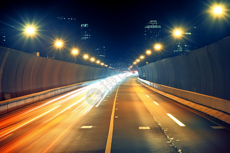 夜间行驶城市交通道路设计图片