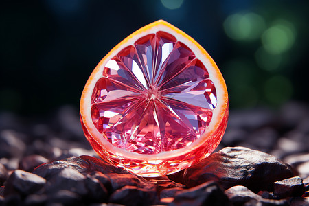钻石原石一个水果水晶设计图片
