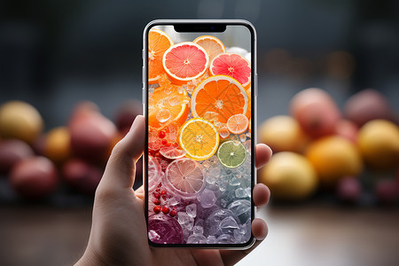 水晶ICON手机上的水果壁纸背景