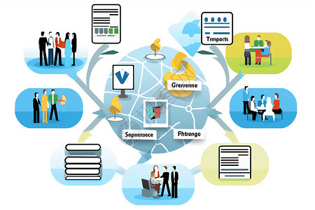 系统架构商务平台构架结构插画