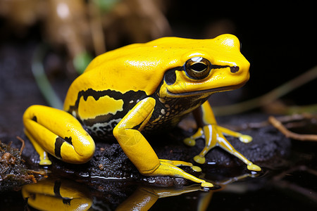 黄色爬行的金蛙高清图片