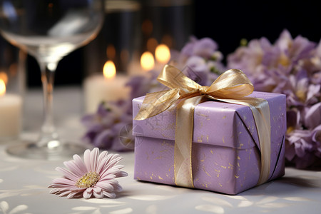 浪漫的紫色系礼物盒背景