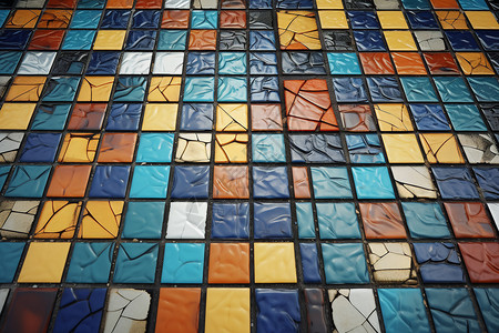 广场复古的彩色地砖背景图片