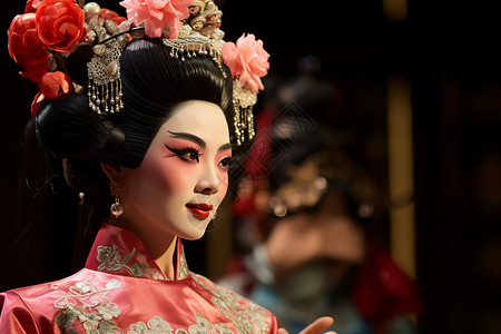 舞台上的传统京剧演员背景图片