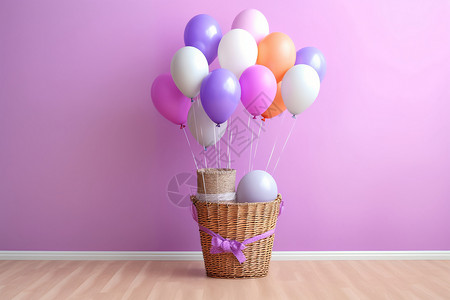 紫色系室内装饰气球背景