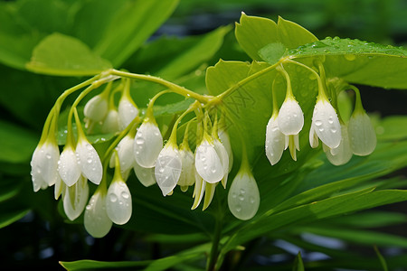 雨后白色的所罗门花高清图片