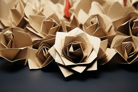 红色卡纸艺术美感的手工玫瑰设计图片