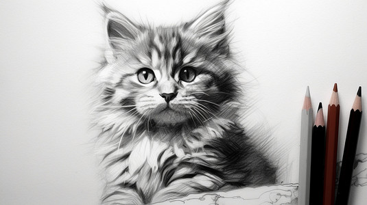 可爱的小猫插画图片