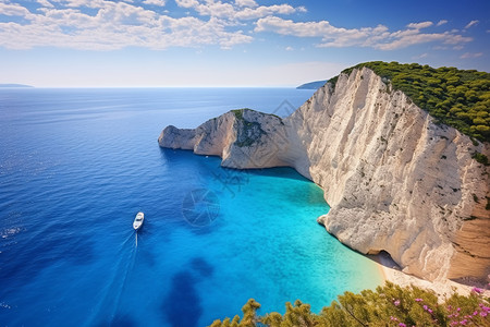 希腊岛屿的悬崖高清图片