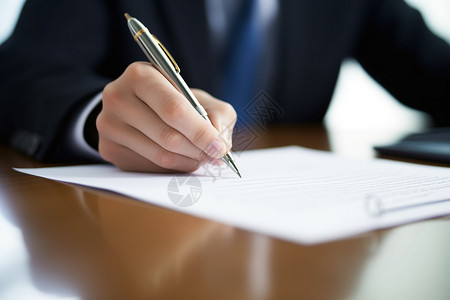 商务信件在文件上签字的商人背景