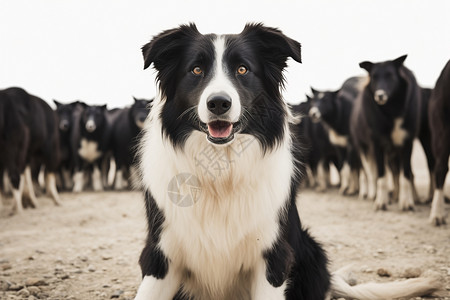 农场牲畜农场的牧羊犬背景