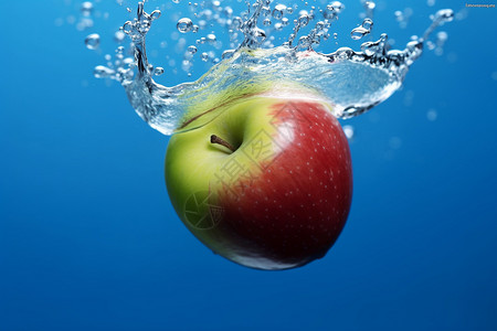 落入水中的水果落入水中的苹果设计图片