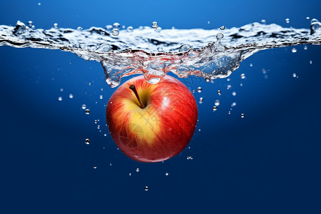 洗涤标水中的苹果设计图片