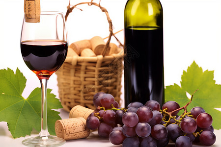 葡萄和葡萄酒背景图片