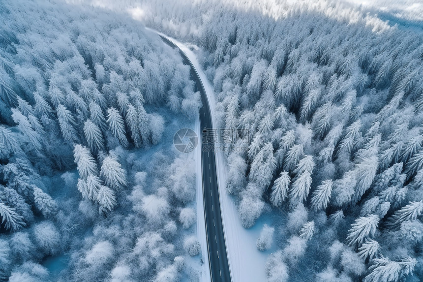 冬天森林的道路图片