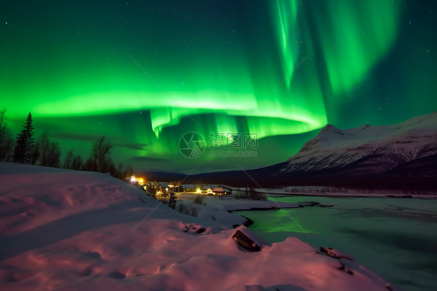 冬季冰岛的极光图片