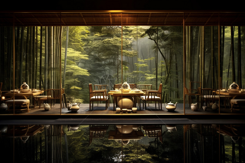 优雅的园林式茶馆图片