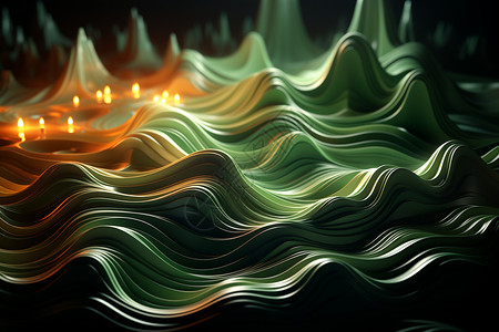 创意美感的绿色波浪背景背景图片