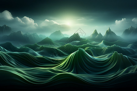 艺术美感的绿色波浪图片