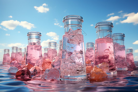 粉色冰果冻各种各样的苏打水瓶子设计图片