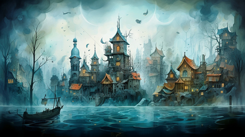 黑暗的魔法城堡插图图片