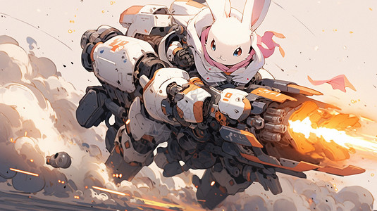 战斗中的机械兔子插图背景图片