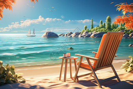 海边的一把椅子海边度假设计图片