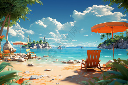 沙滩小景观海边的沙滩景观设计图片