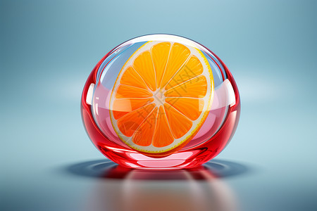 橘子图标逼真的水晶水果设计图片