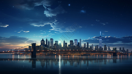 发展中城市的建筑夜景图片